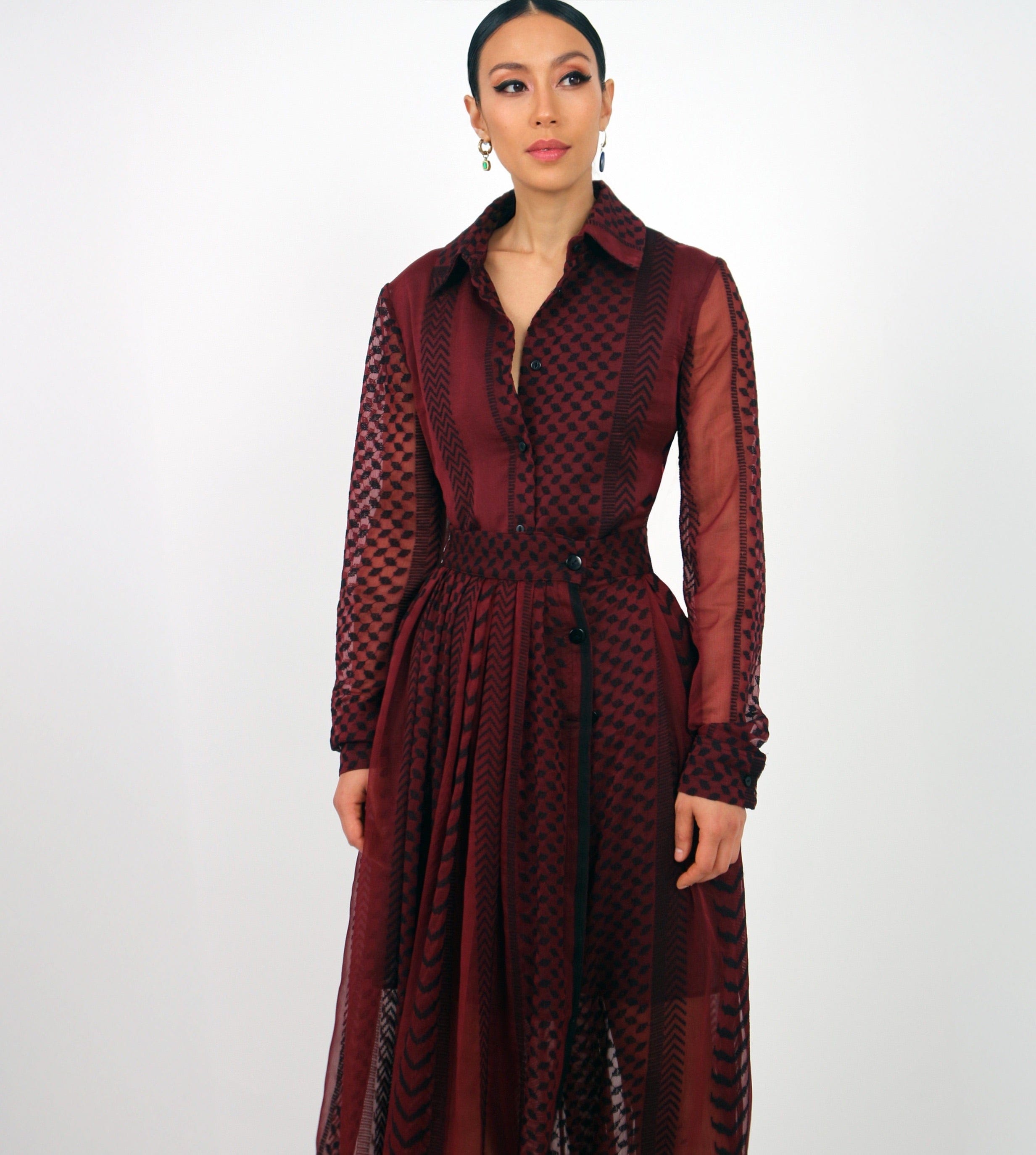 KEFFIYEH TEXTURED SHIRT / BURGANDY