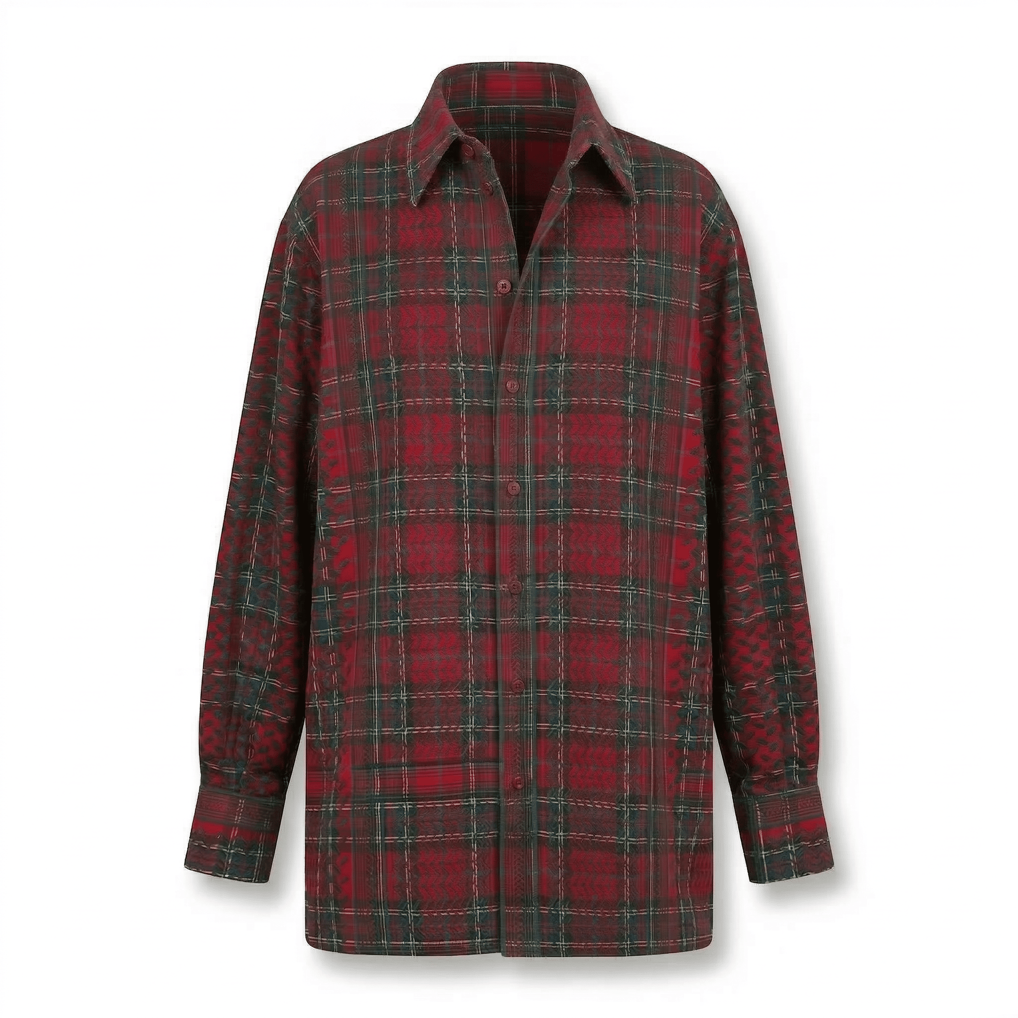 Keffiyeh Embroidered Tartan Oversized shirt - ANZ