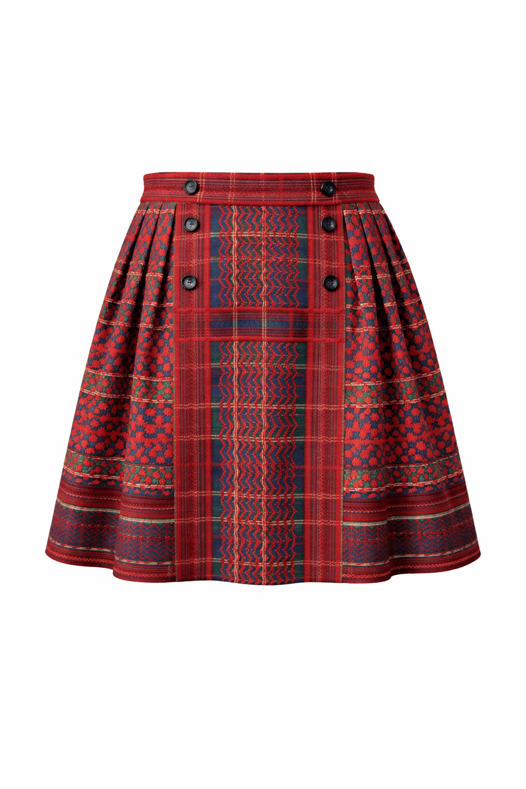 Keffiyeh Embroidered Tartan Mini skirt
