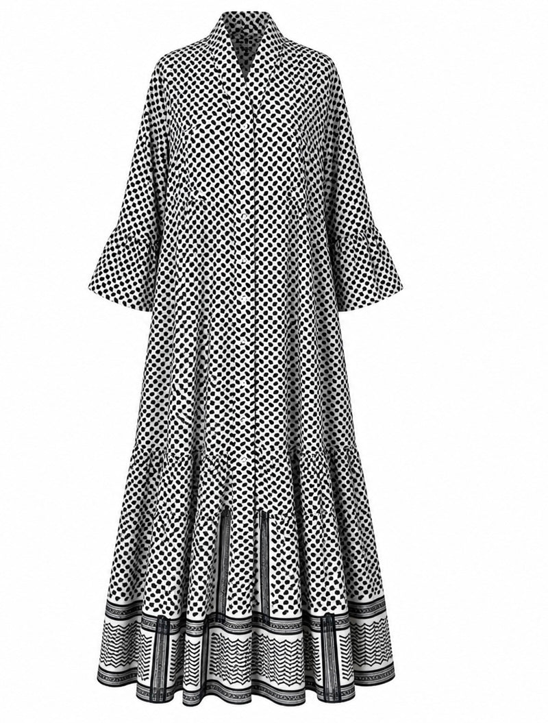 keffiyeh dress Embroidered Cotton Maxi Color:Pearly Lilac I knitted a beach neckline:off-the-shoulder