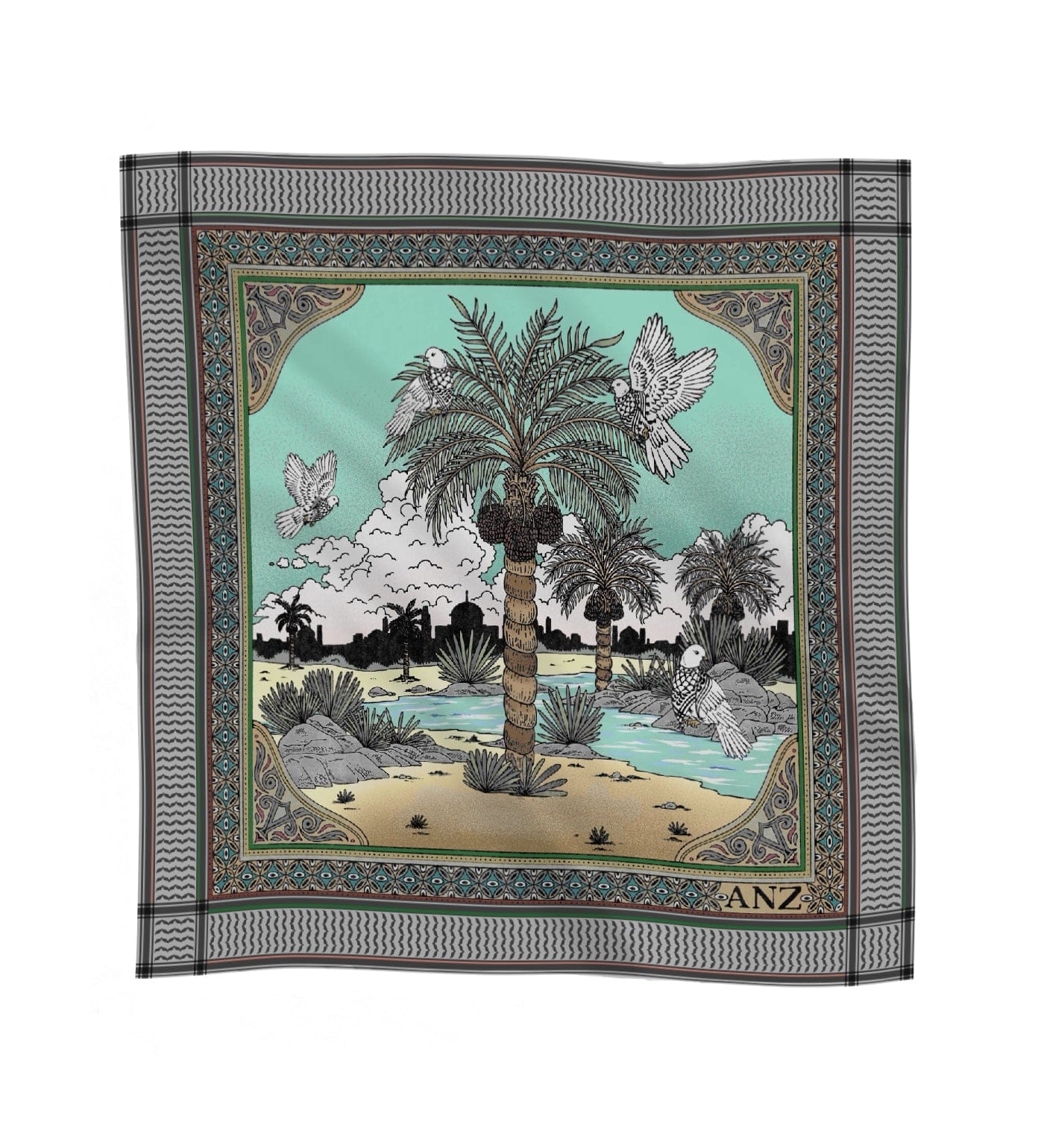 Dates & Doves Mini silk scarf