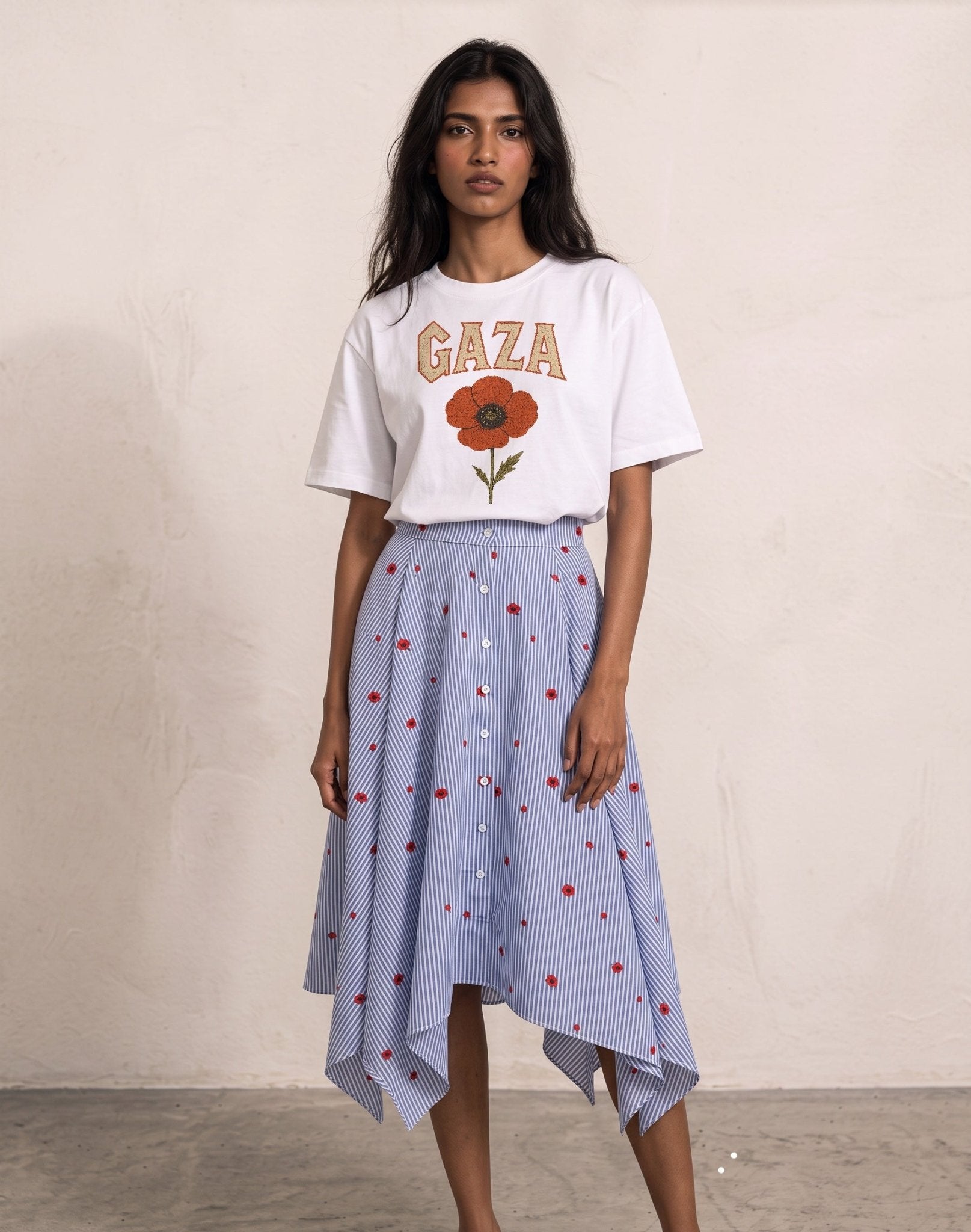 Poppy Embroidered Asymmetric Maxi Skirt - ANZ