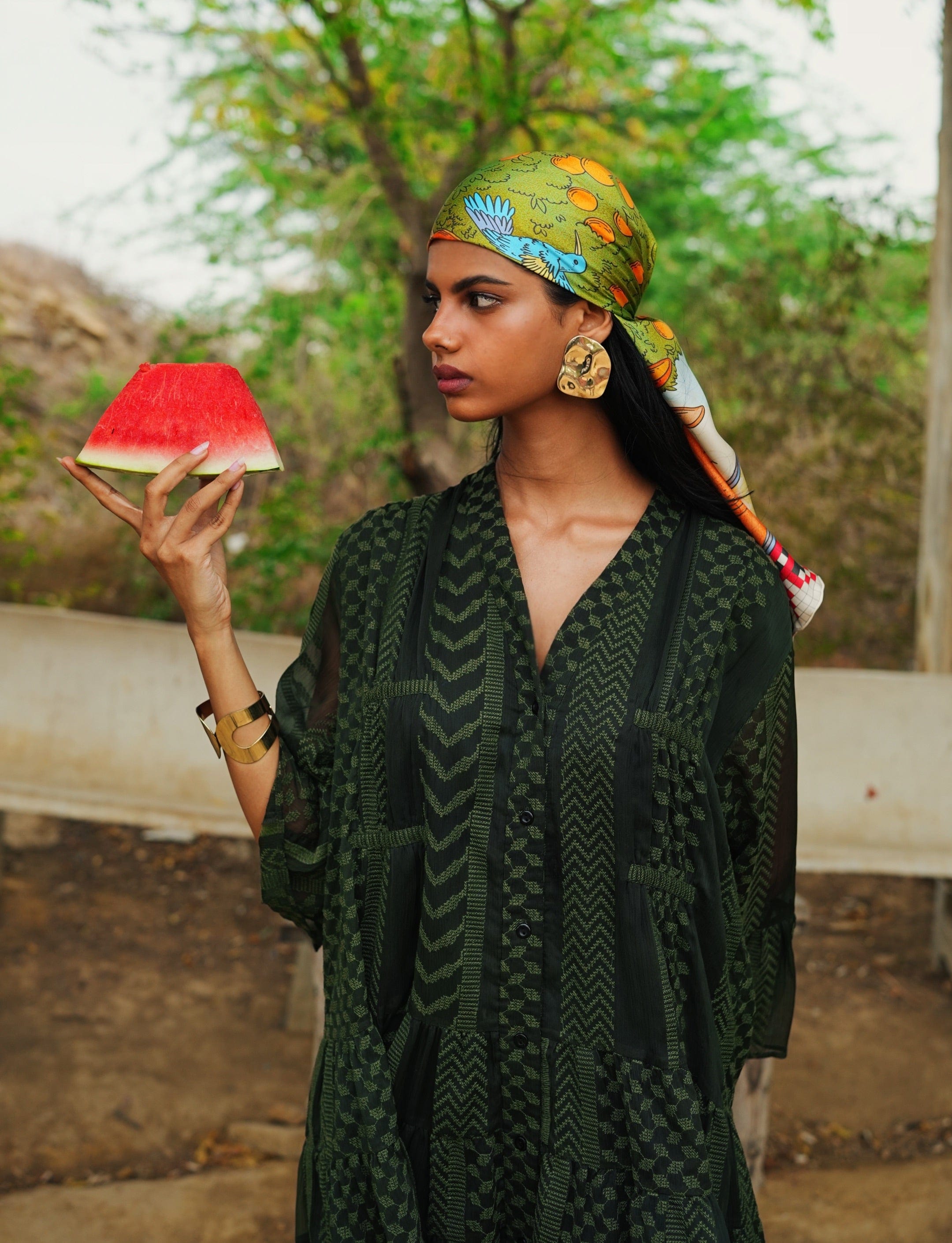 KEFFIYEH DOLLS DRESS / OLIVE GREEN/ PRE ORDER 02/12/25