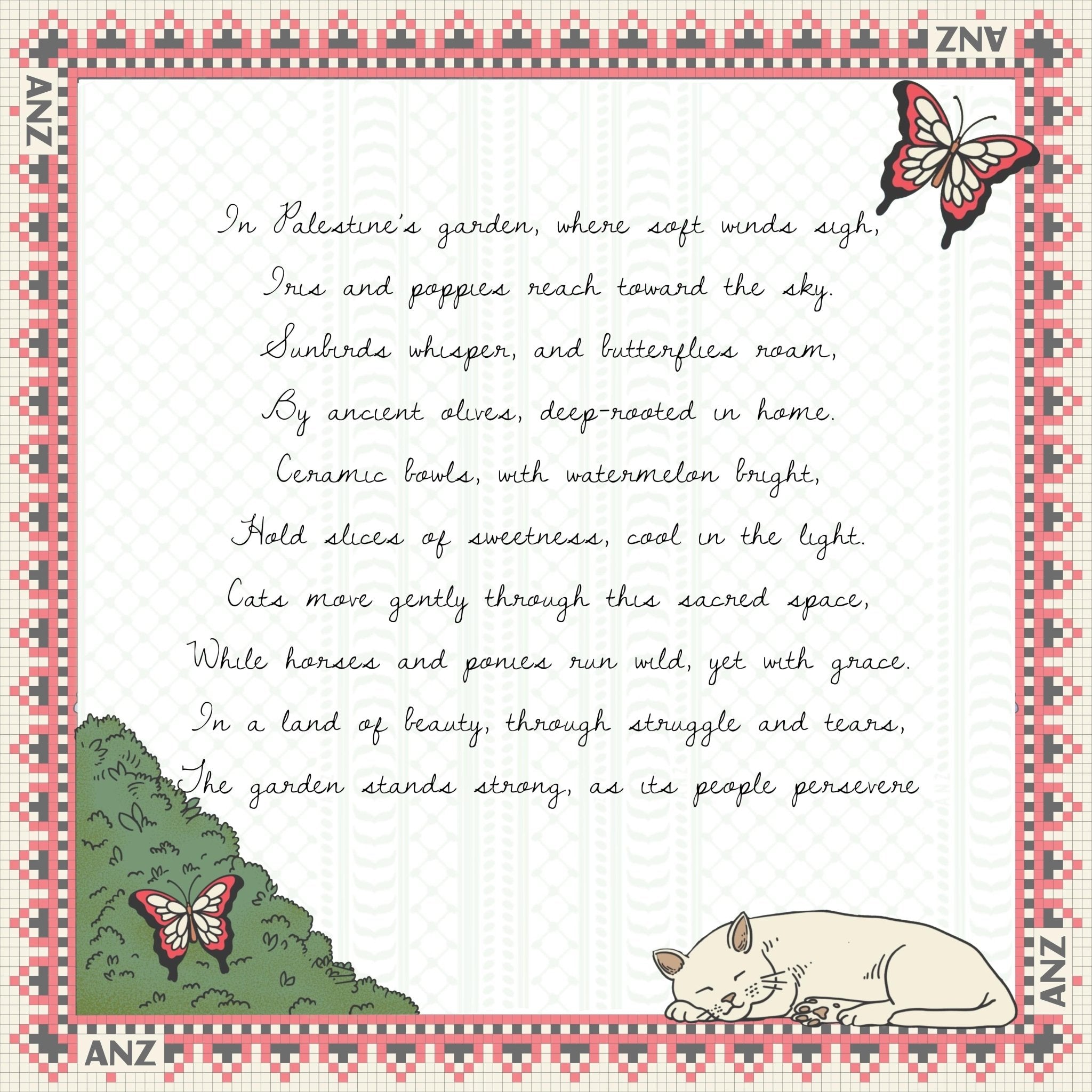 The Garden of Palestine silk scarf - ANZ