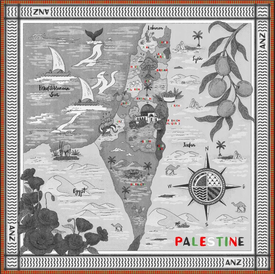 Map of Palestine Cashmere shawl