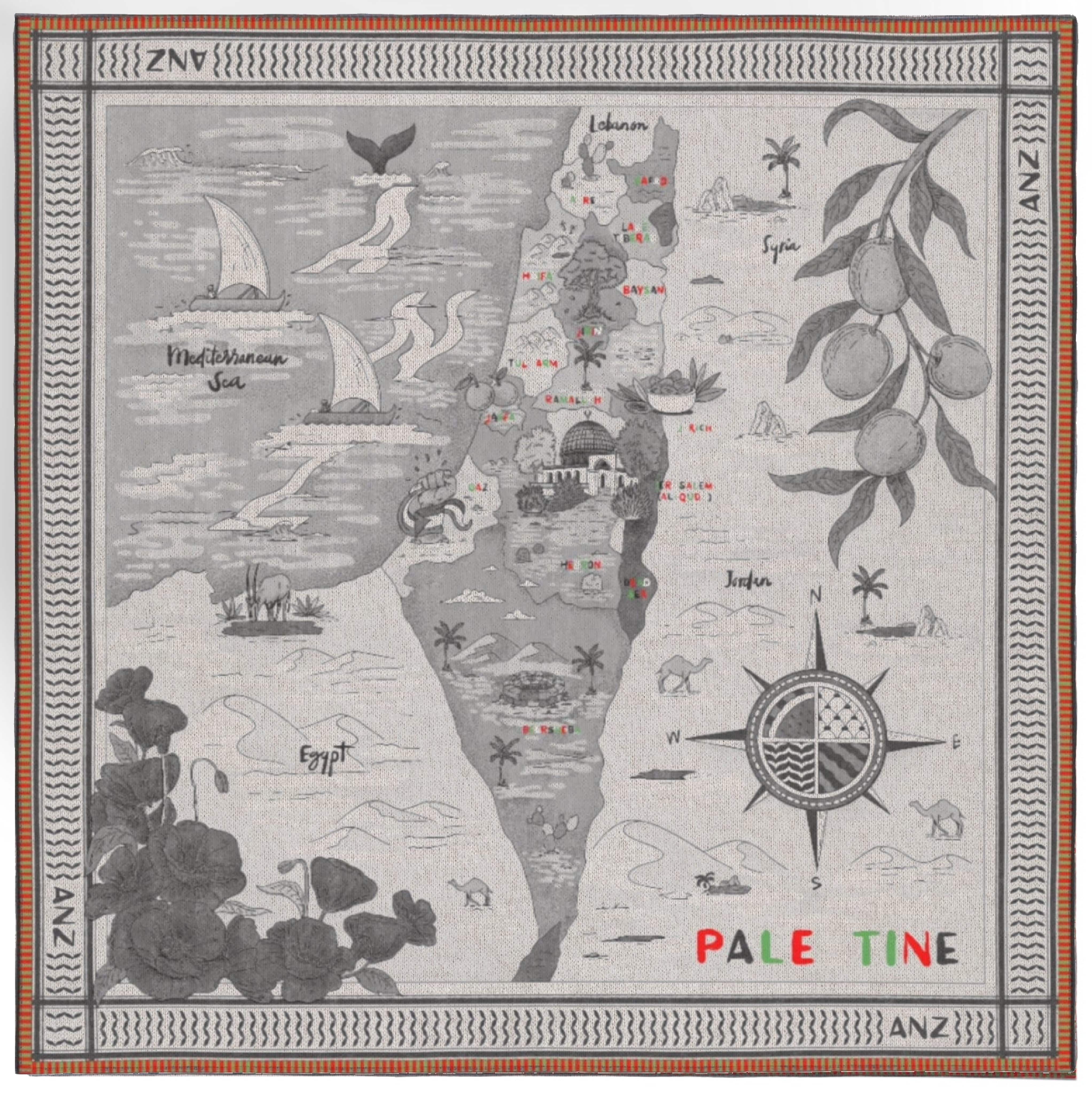 Map of Palestine Cashmere shawl