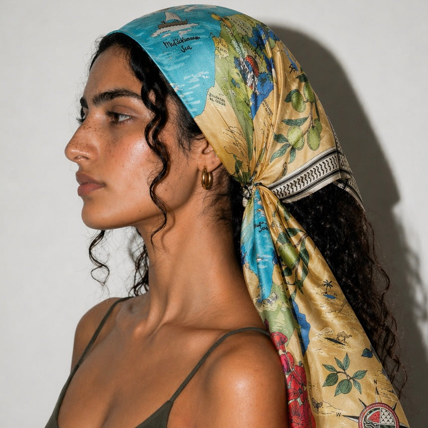 Map of Palestine 🍉 large silk scarf