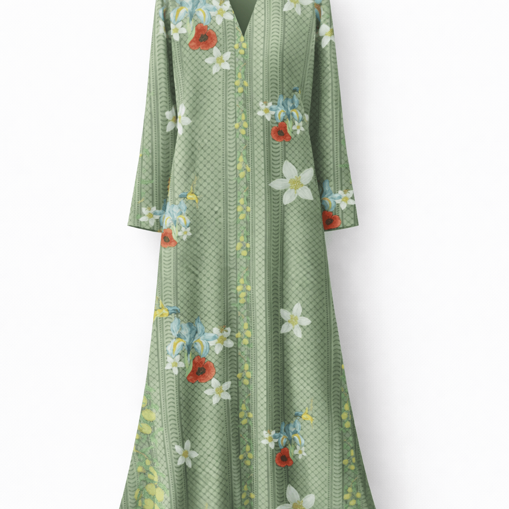 I LOVE YOU POPPY TIE UP KAFTAN MAXI GREEN / PRE ORDER 15/02/26