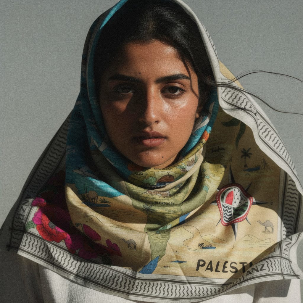 Map of Palestine 🍉 large silk scarf