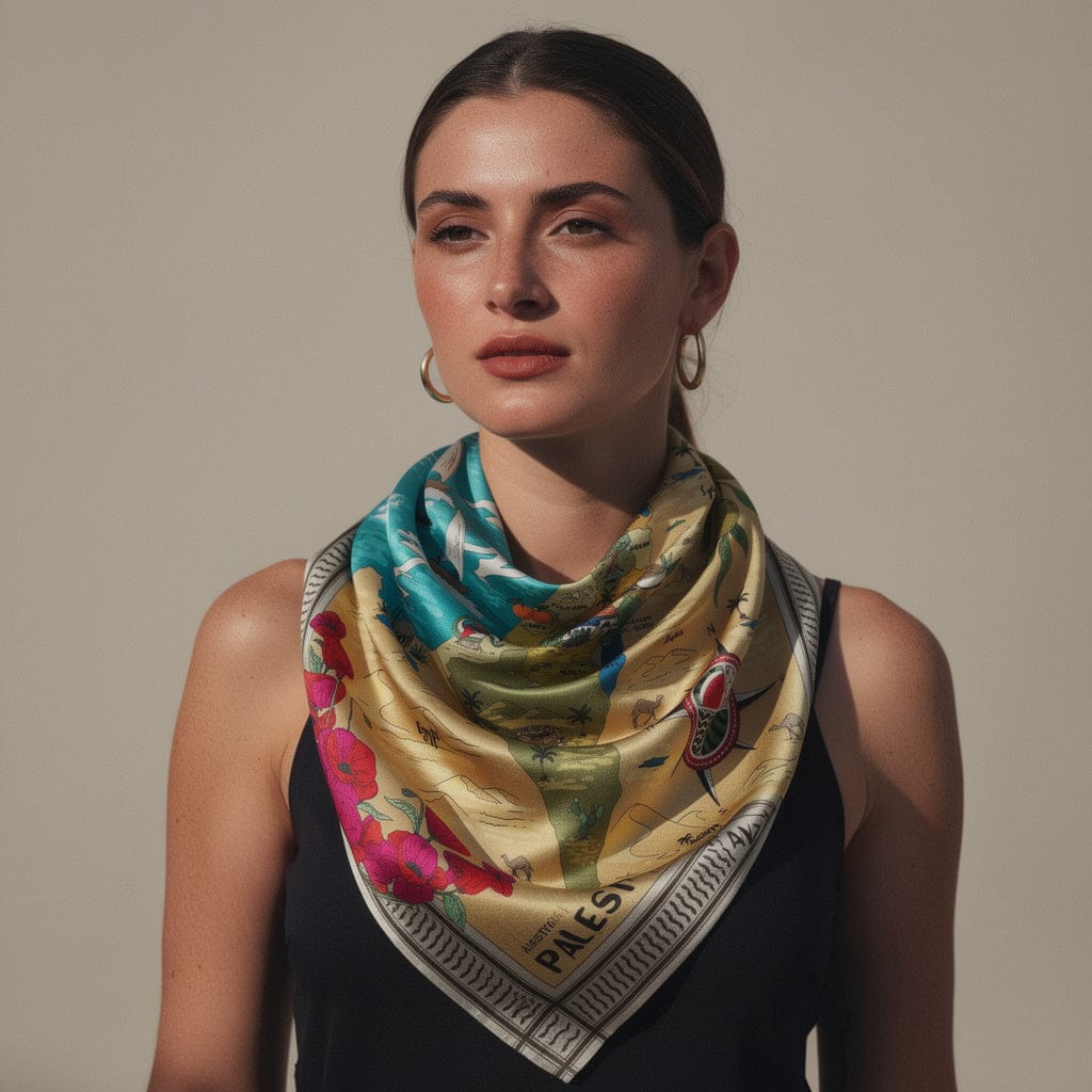Map of Palestine 🍉 large silk scarf