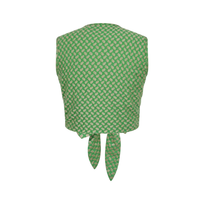 Keffiyeh Embroidered Tie-Front Top / Green / PREORDER 15/08/26