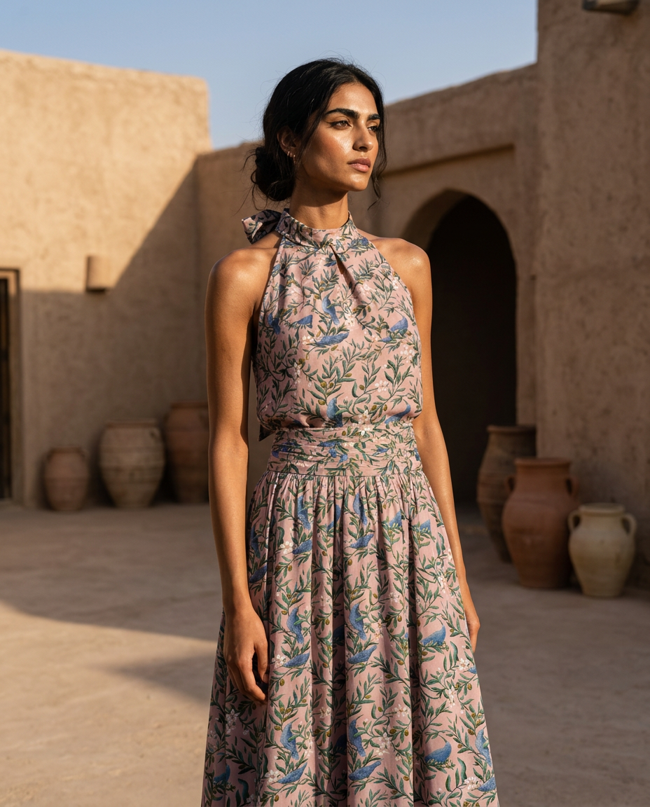 Sunbird & Olive Fluid Skirt / Pink