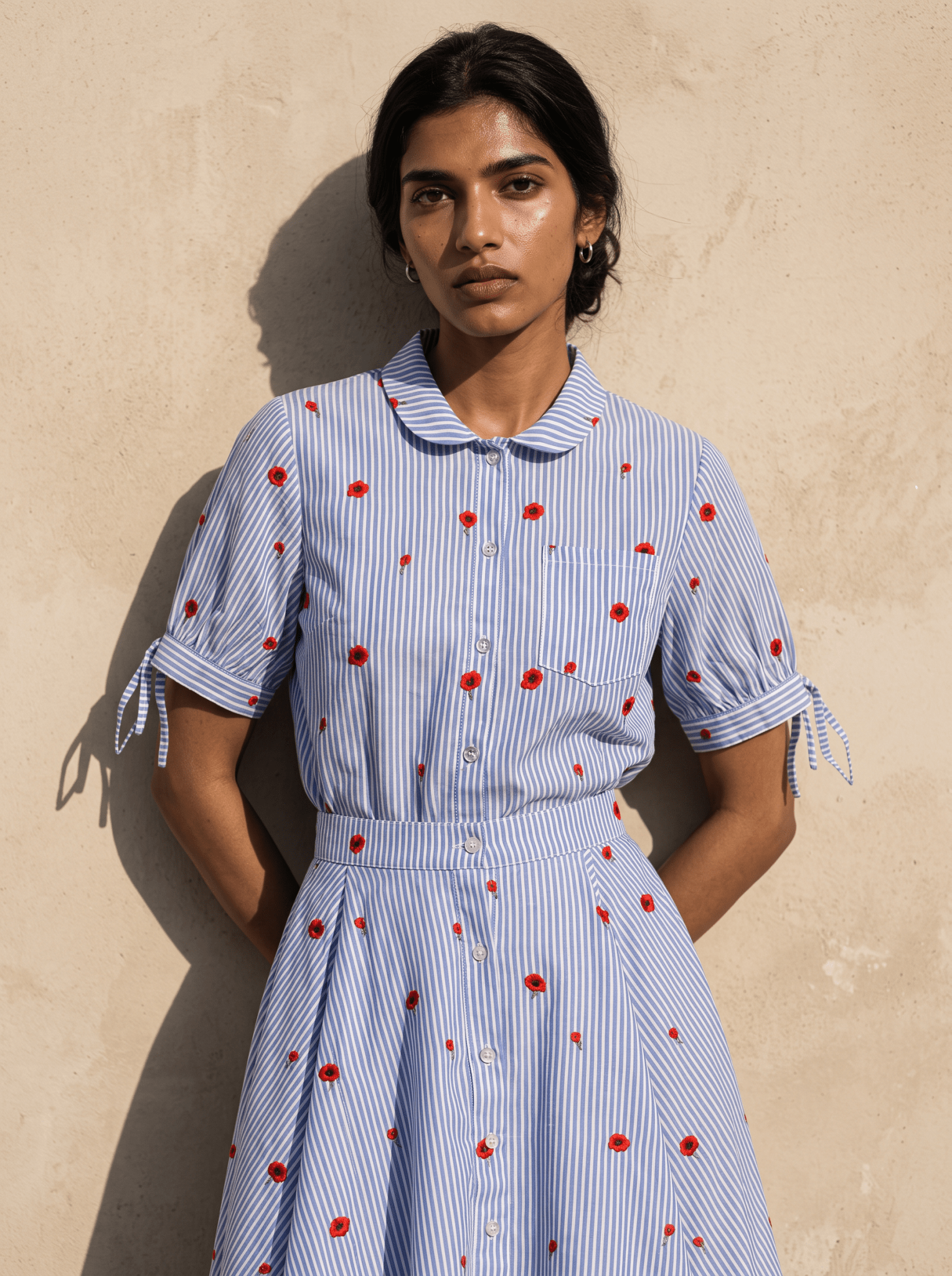 Poppy Embroidered Striped Shirt / Blue Stripe - ANZ