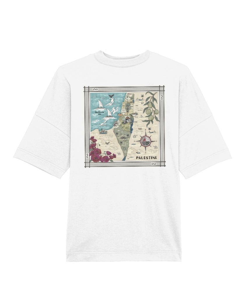 Map of Palestine Heavy Oversized T-Shirt