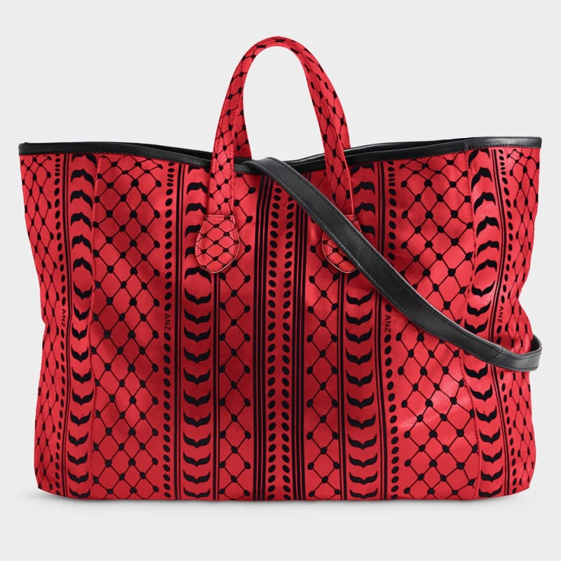 RED LEATHER TOTE BAG