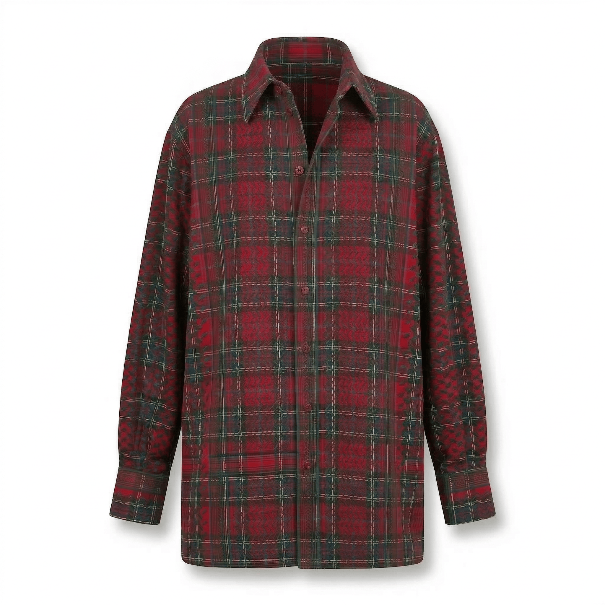 Keffiyeh Embroidered Tartan Oversized shirt