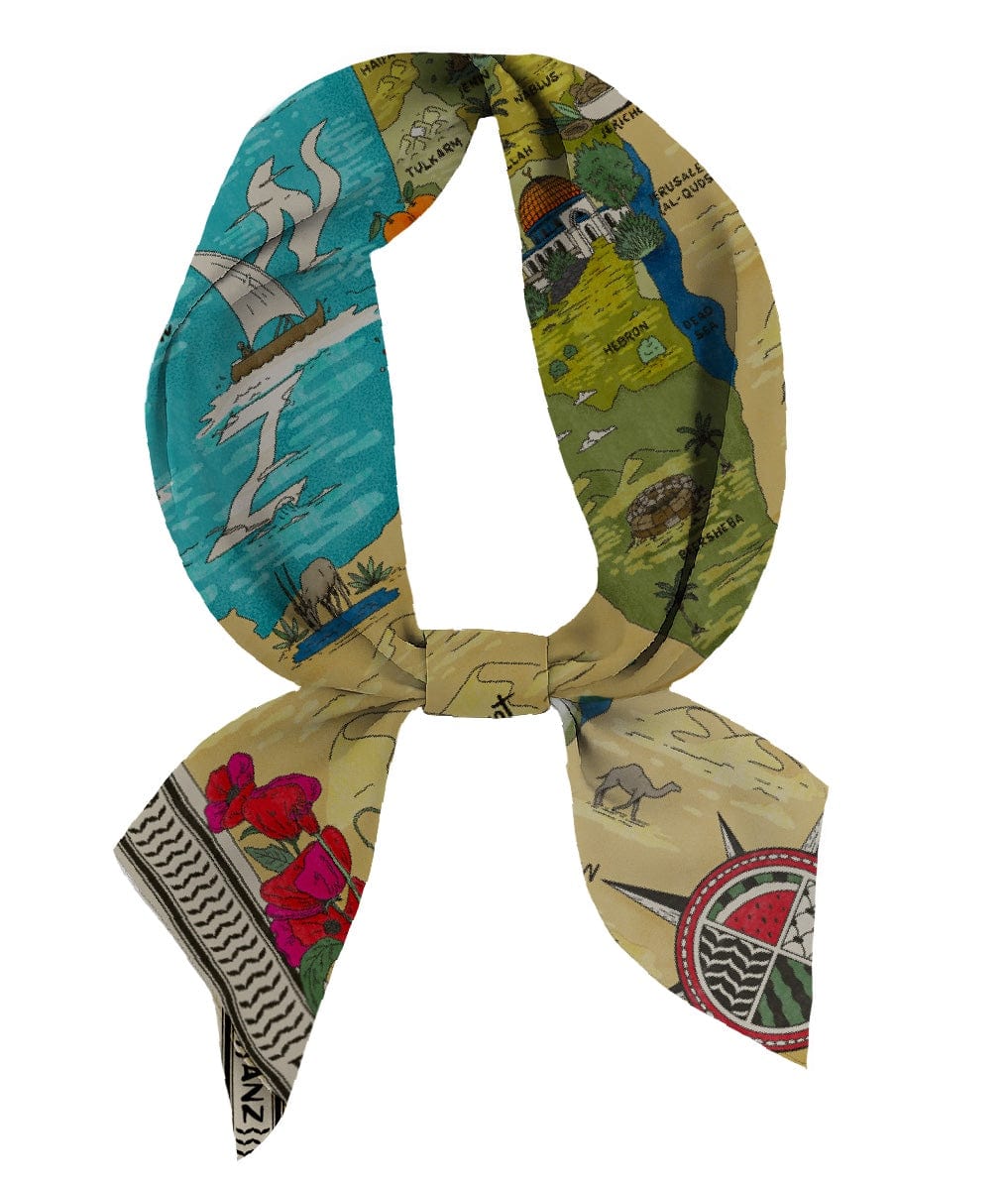 Map of Palestine 🍉 large silk scarf