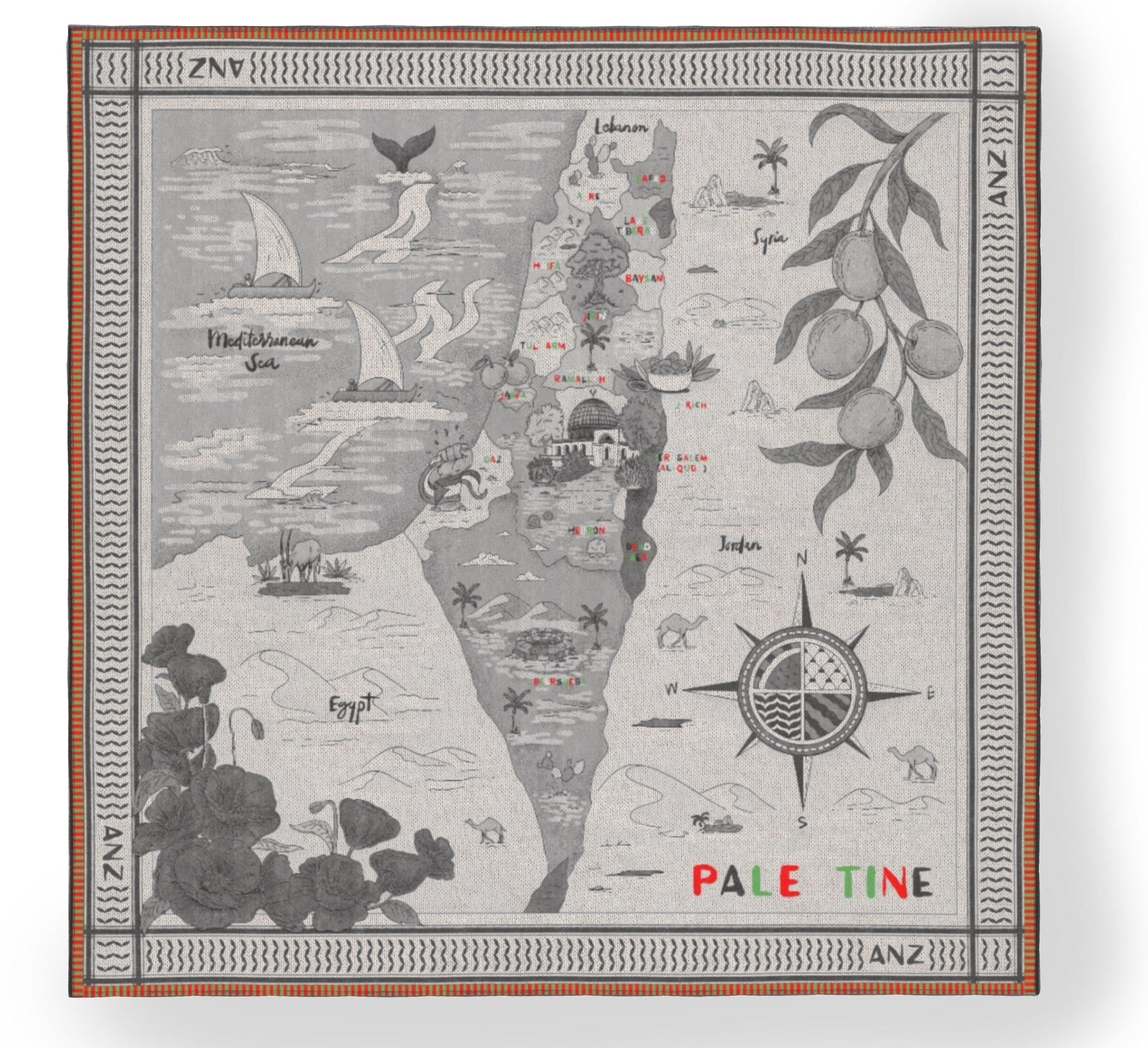 Map of Palestine Cashmere shawl  🍉