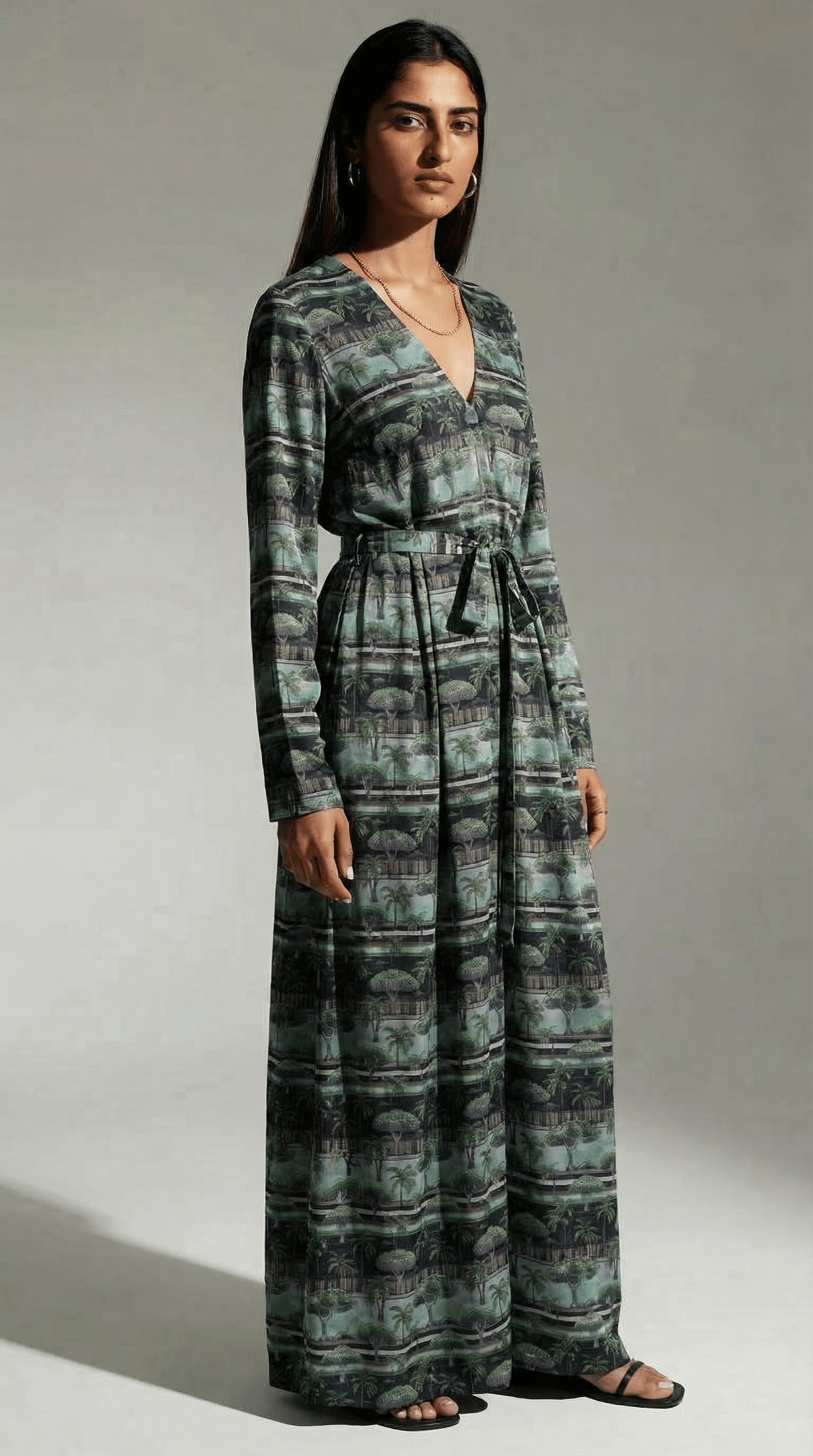 SOCOTRA 2 TIE UP KAFTAN MAXI GREEN