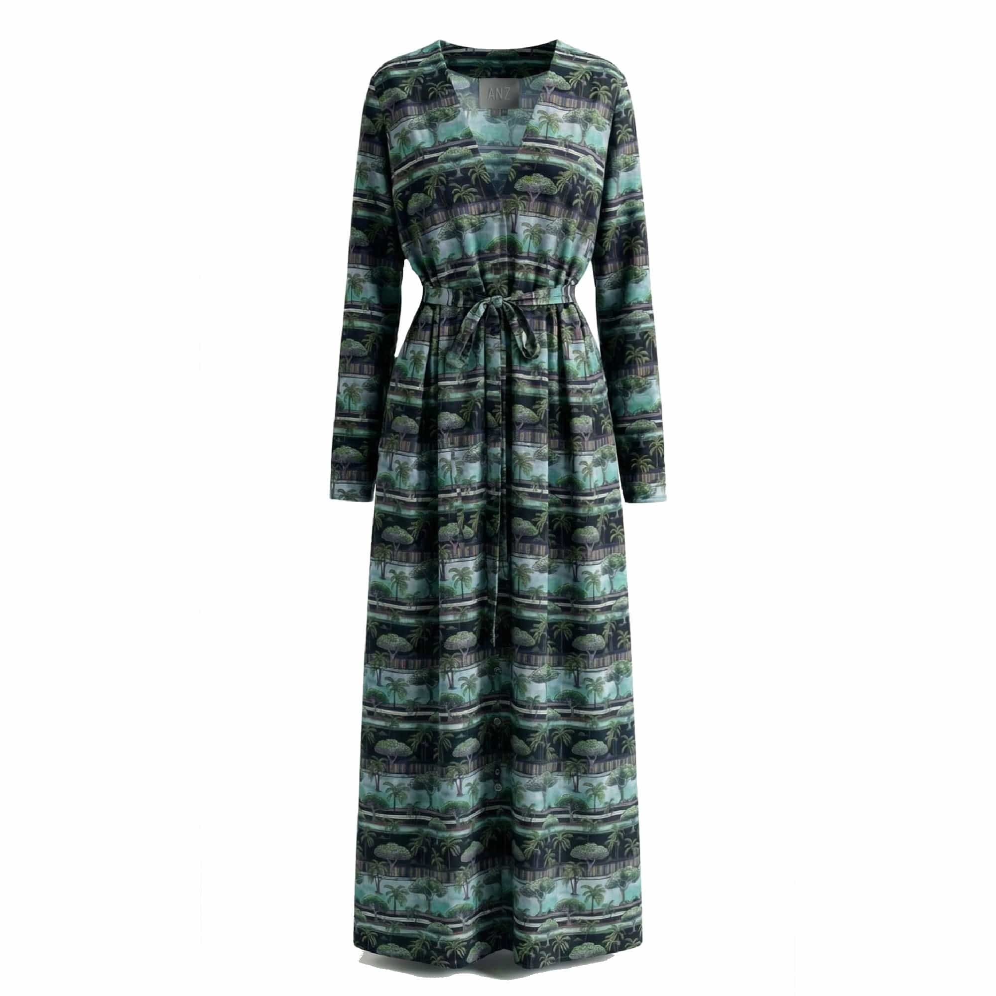 SOCOTRA 2 TIE UP KAFTAN MAXI GREEN