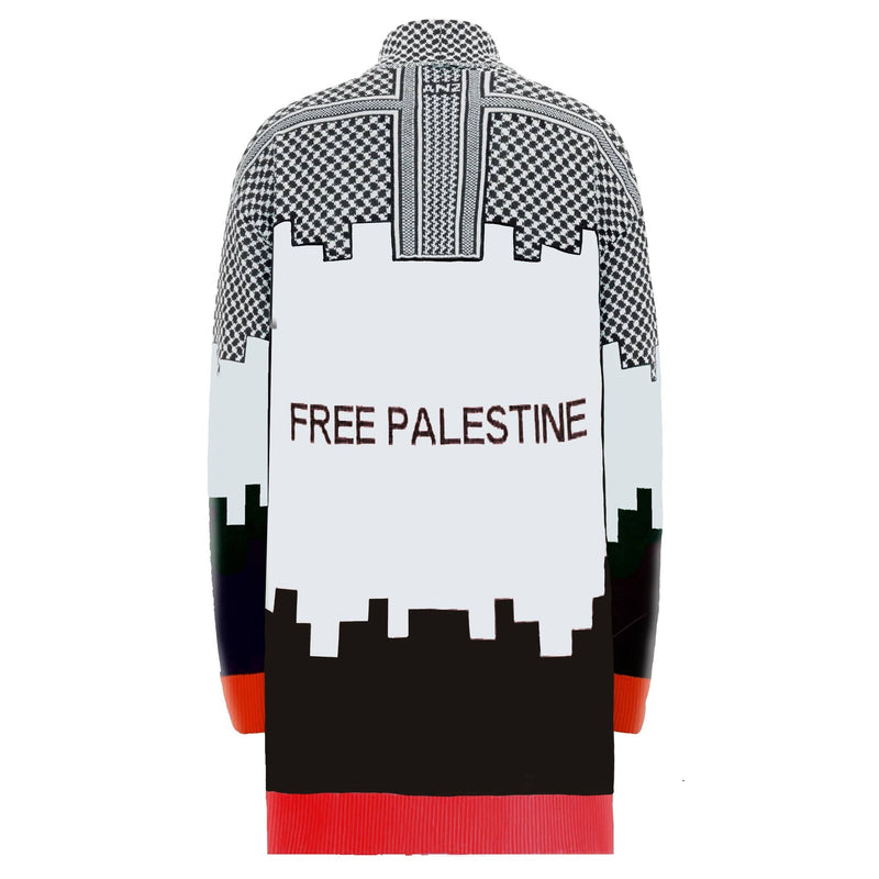 Free Palestine Cardigan / White