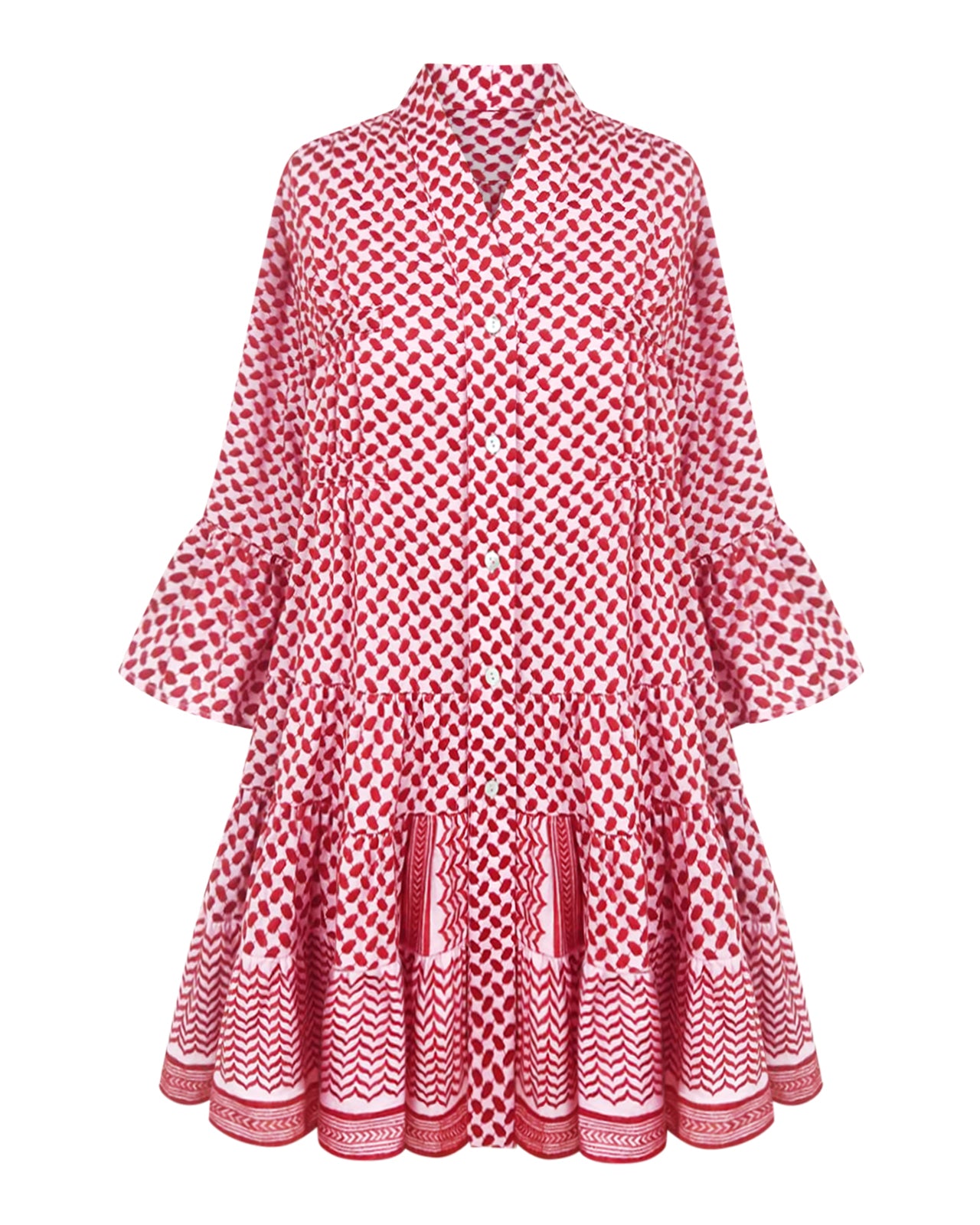 KEFFIYEH DOLLS DRESS / Pink with Poppy red