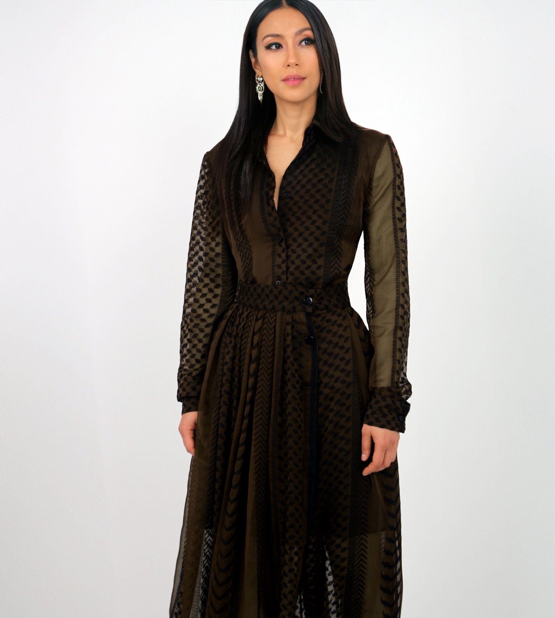 KEFFIYEH TEXTURED SKIRT /CHOCOLATE BROWN - ANZ