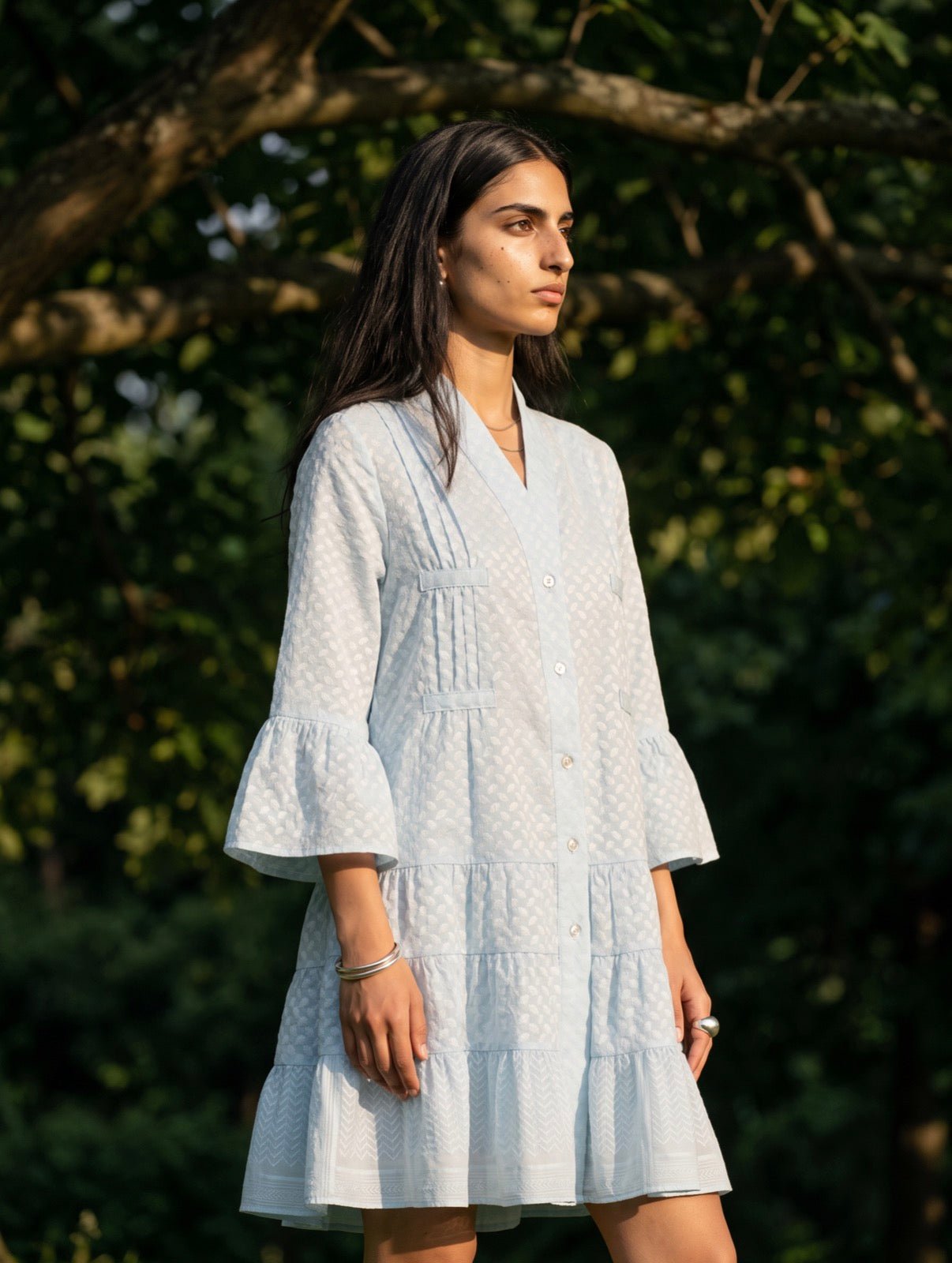 KEFFIYEH DOLLS DRESS / Aqua with white - ANZ