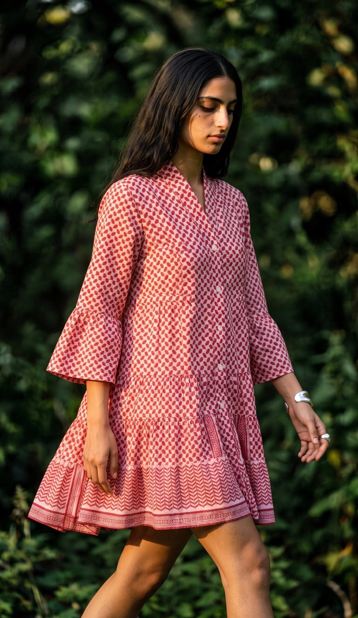 KEFFIYEH DOLLS DRESS / Pink with Poppy red - ANZ