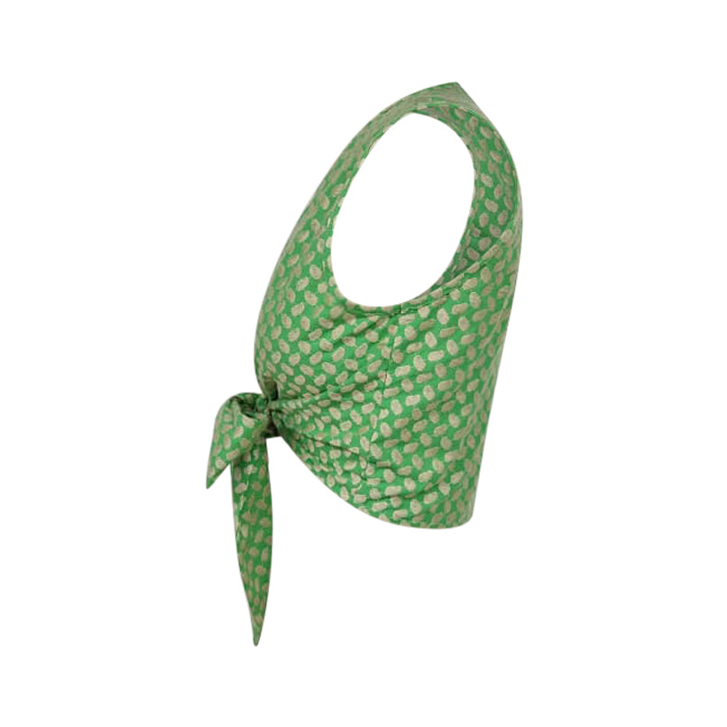 Keffiyeh Embroidered Tie-Front Top / Green / PREORDER 15/08/26