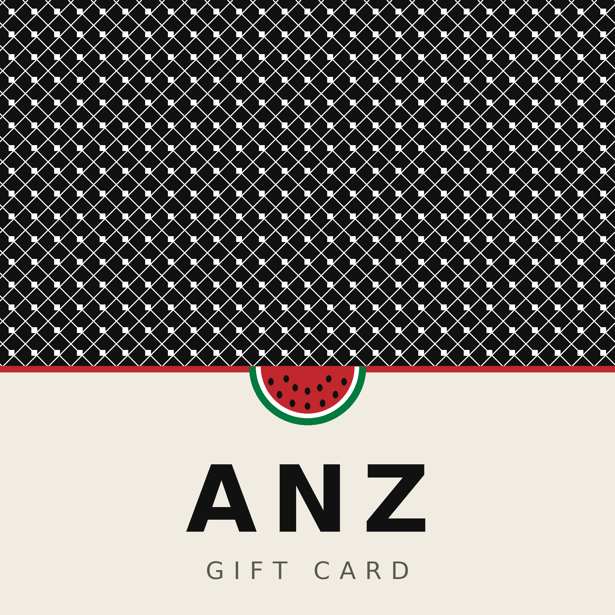 ANZ gift card — keffiyeh pattern with watermelon motif