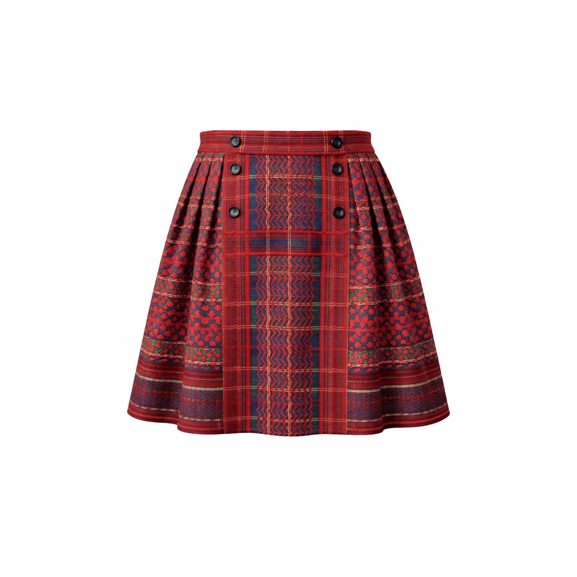 Keffiyeh Embroidered Tartan Mini skirt