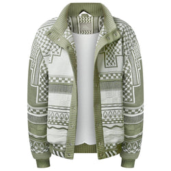 RETRO OLIVE VARSITY KNITTED JACKET